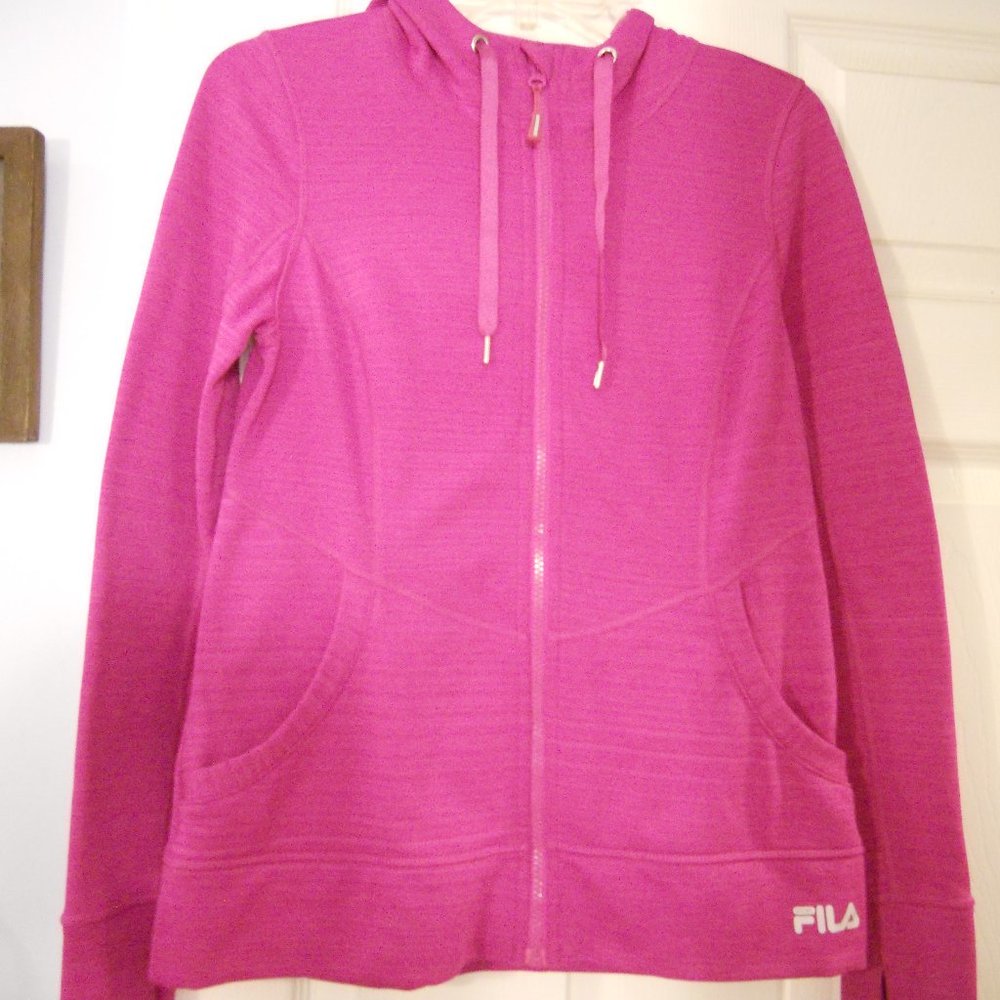 FILA Sport Women's Small Hot Pink Full Zip Hooded Jacket Yoga Track Sweat Suit